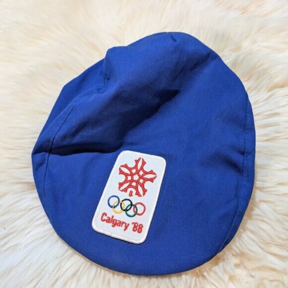 1988 Calgary Olympics Blue News Boy Style Logo Hat Cap - Picture 1 of 4